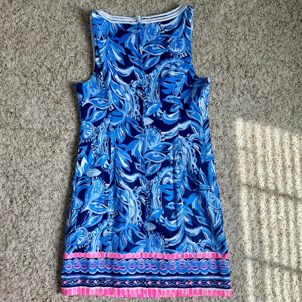 Lilly Pulitzer Gabby Stretch Shift Dress Bondi Blue Scuba Doo. Size 6. Like New! - Picture 2 of 9